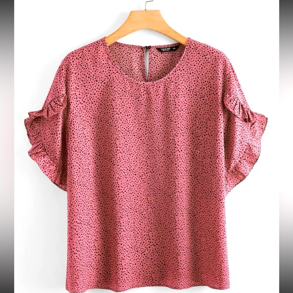 Plus All Over Print Ruffle Detail Blouse